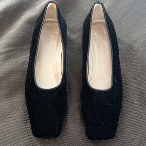 Ann Taylor Black Velvet Square-Toe Flats